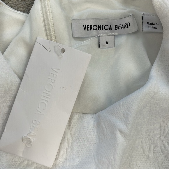 New Veronica Beard Channing Jacquard Sheath Dress In White Long Sleeve Sz 8 - Picture 7 of 14